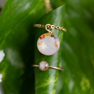 Milky Moon Duo: Breast Milk Ring + Necklace